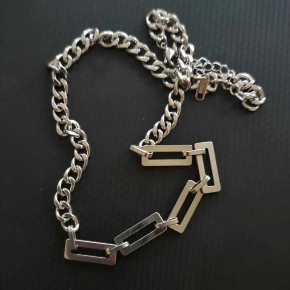 Stainless steel Chunky Cuban Necklace Half link Unisex Mens Womens Jewelry - Picture 4 of 7